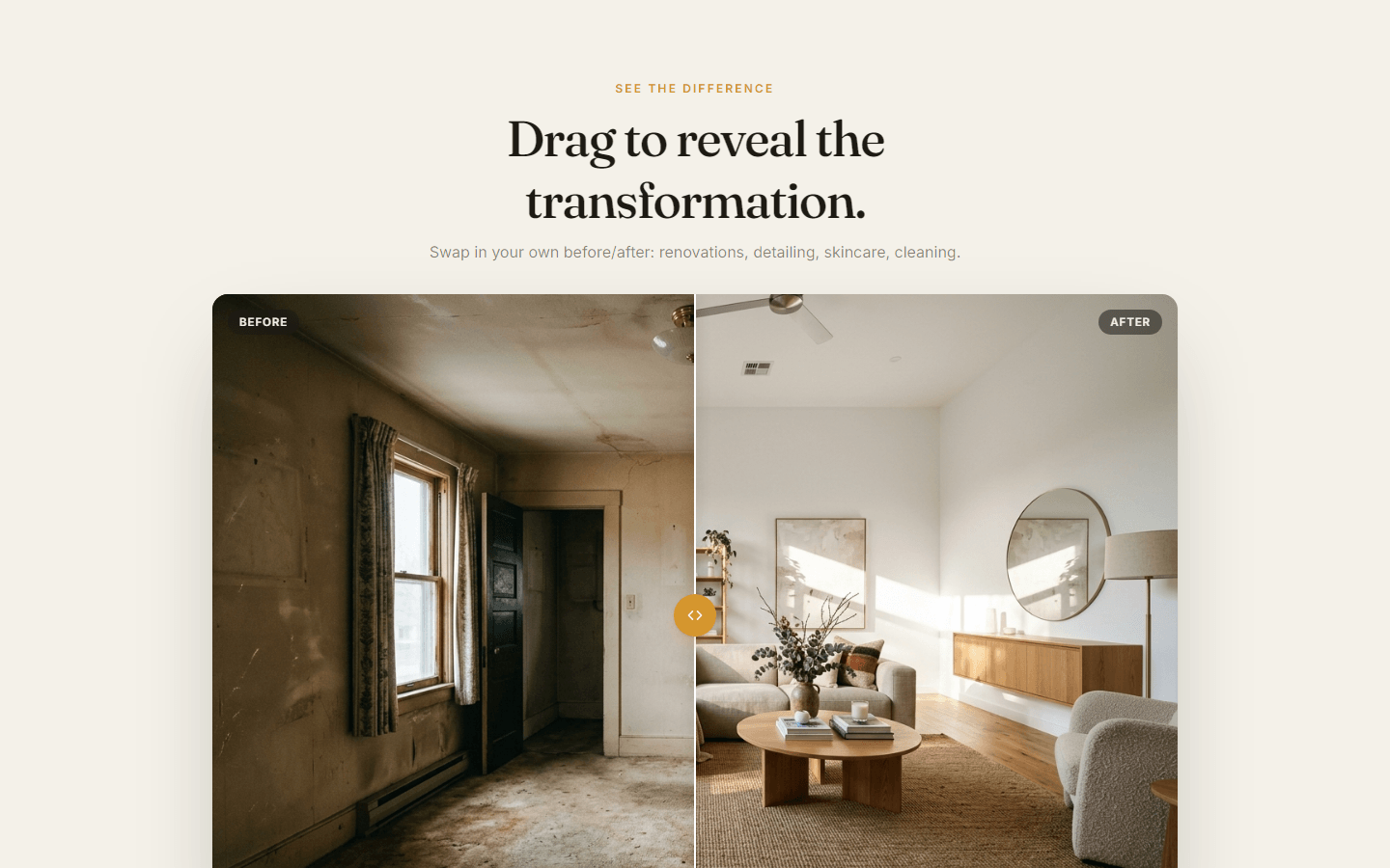 Before / After Slider, real preview screenshot