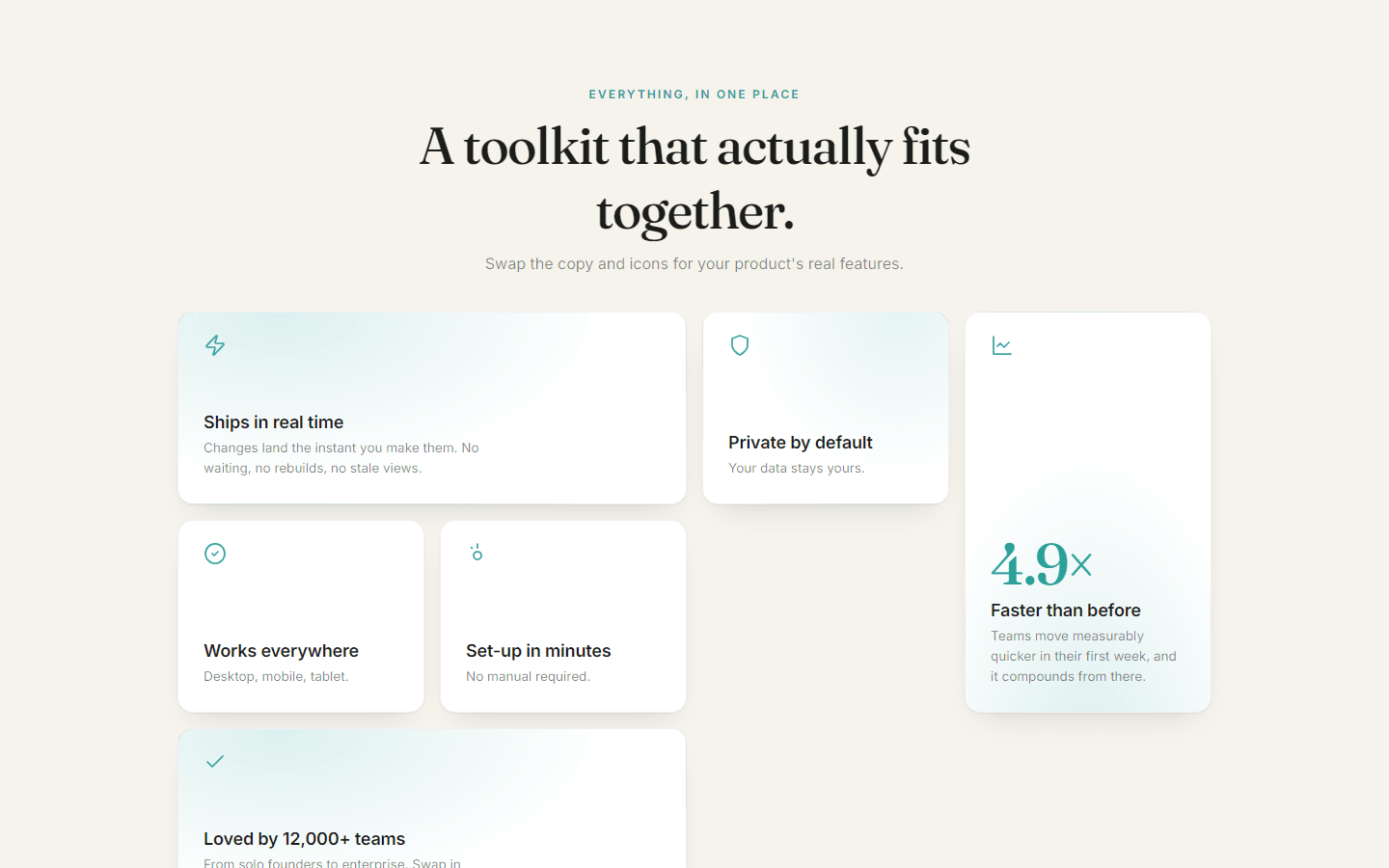 Bento Feature Grid, real preview screenshot