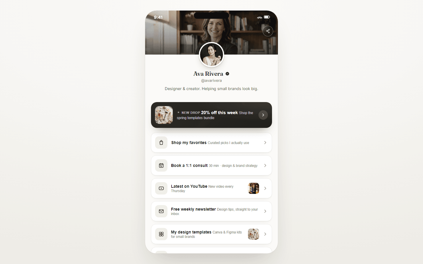 LinkHub, real preview screenshot