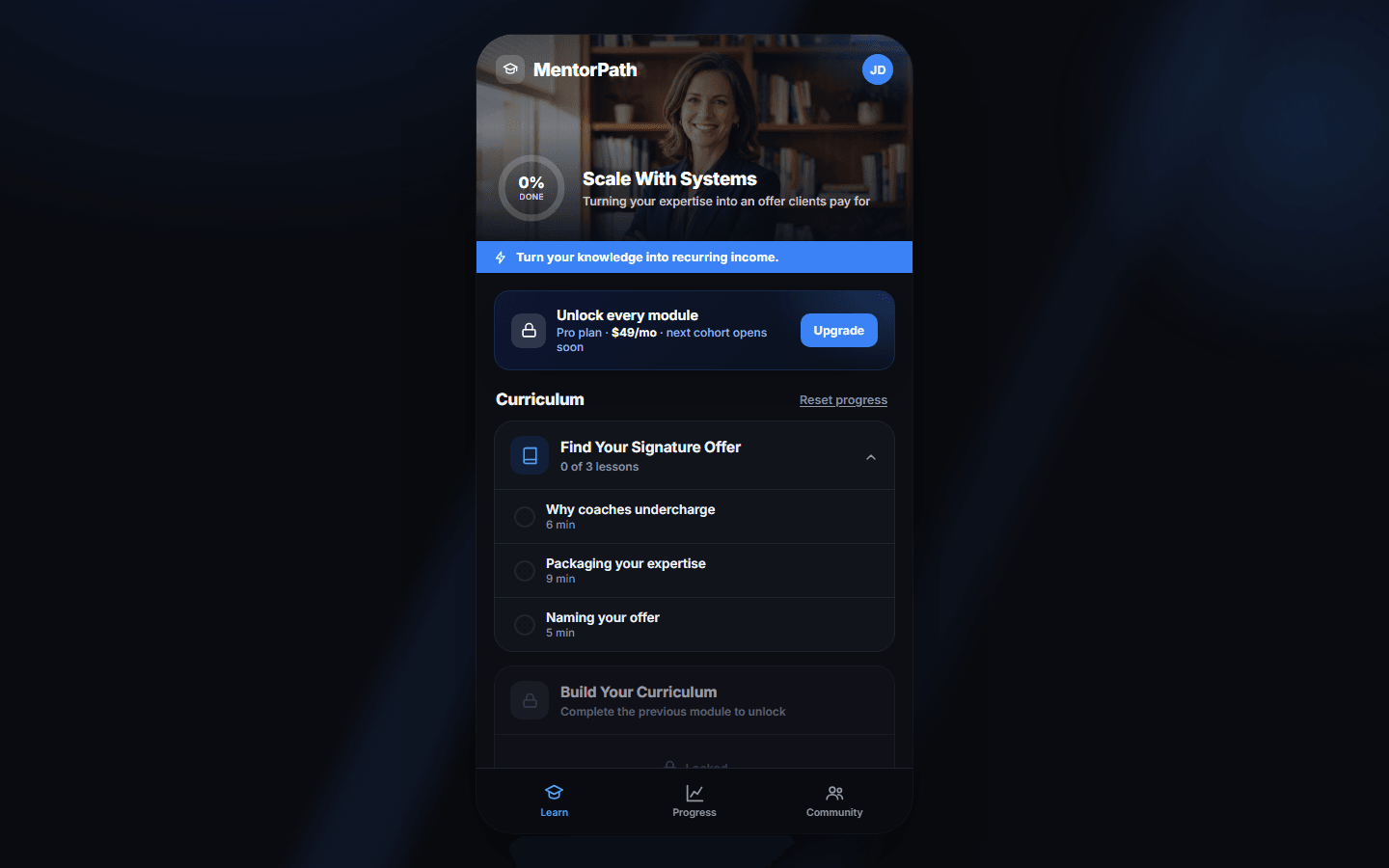 MentorPath, real preview screenshot