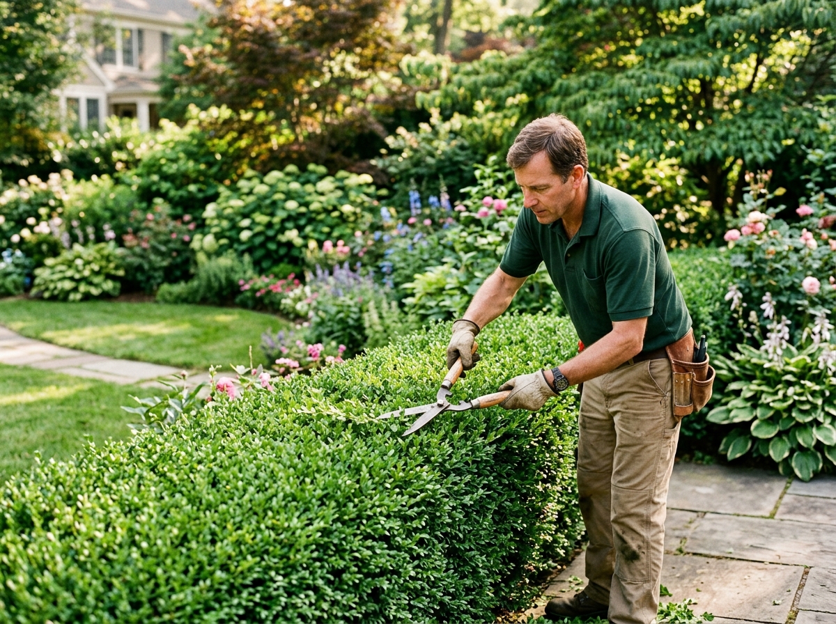 Hedge trimming and shaping project